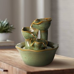 Organic Water Lily Modern Zen Cascading Indoor Tabletop Water Fountain 8″ Table