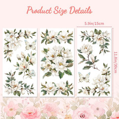Rub on Transfer Sticker for Furniture Crafts Decor 6″X12″ White Magnolia Corner,