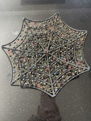Vintage Metal Wired Beaded Spider Dish multi Colors Home Decor