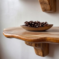 Rustic Live Edge Wall Shelf – Handcrafted Solid Wood Floating Timber