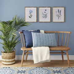 (Set of 3) 16″x20″ Framed Vintage Botanicals Decorative Wall Art Natural/Blue –
