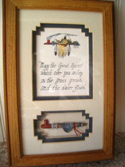 Laverne Elliott N.A. Peace Pipe Matted Watercolor Calligraphy 3DSigned Art 8×12″