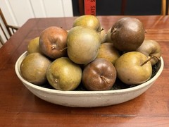 Vintage Realistic Faux Apple Centerpiece Arrangement Golden Russet Fruit Display