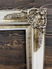 12 X 18 In Stock-Classic ornate wood frame, White frame, silver leaf frame.