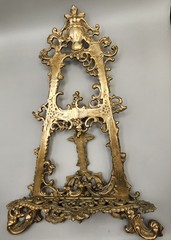 Vintage Solid Brass Art Nouveau Table Easel Display 14″ x 9.75″ Ornate