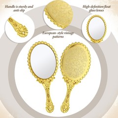 24 Pcs Vintage Handheld Mirror for Makeup with 9.8″ x 4.5″, 24 Pcs, Gold