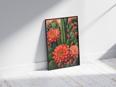 Cactus Flower Poster Canvas, Southwest Desert Botanical Wall Art Home Decor Gift