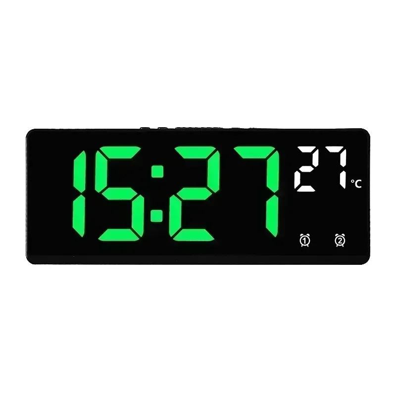 LED Voice‑control Digital Alarm Clock with Dual Alarms, Snooze and 12/24h Displa