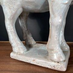 Vintage Tang Dynasty War Horse Sculpture Chinese Glazed Ceramic Statue 12 inches