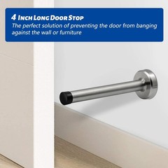 Door Stop, 4 Inch Long Stopper Wall Mounted, 4 Inch, Brushed Nickel