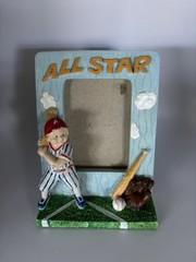 Vintage Small 3-D All Star Baseball Picture Frame 2×3 Photos