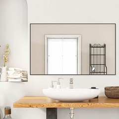 Minimalist Rectangular Bathroom Mirrors for Wall, 40×24 Inches, Black