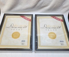 Two 5-Pack 8.5 x 11 in Document Frames, black plastic with gold trim on inside.