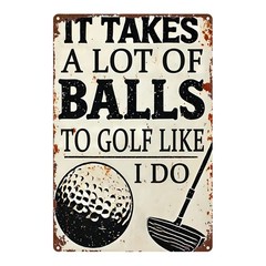 Metal Golf Ball Club Sign 8×12 Inches Vintage Tin Decor