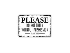 Please Do Not Enter Without Permission Sign | Security Warning Wall Decor
