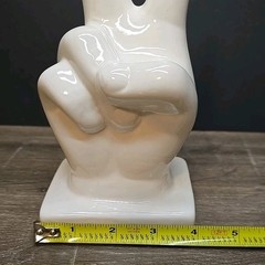 Large Peace Out Hand Symbol Sign White Ceramic Boho Deco Figure 8” Tall
