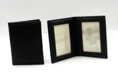Bifold Frame MINI Holds Two 2×3″ Photos Leather Bi-fold Graphic Image Black