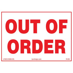 10 In. X 7 In. Out of Order Sign Printed on More Durable Longer-Lasting Thicker