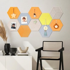 10 Pack 12 In Hexagon Felt Bulletin Cork Board Tiles Removable Adhesive Pushpins