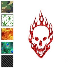 Skull Flames Fire, Vinyl Decal Sticker, 40 Patterns & 3 Sizes, #1383
