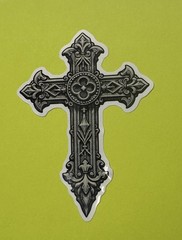 3 inch Ornate Gothic Cross Vinyl Sticker Medieval Religious Decal