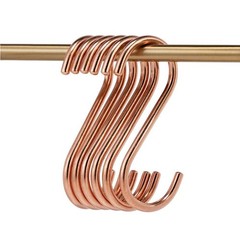 WEKBOSS 8 Pieces Copper S Hook Rose Gold Brass S Hooks for Hanging