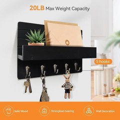 Wooden Key Holder Rack Wall Mounted Key Organiser Hangers Hook For Hat Coat Keys