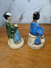 Vintage Ardalt Lenwile Hand-Painted Porcelain Asian Musician & Scholar Figurine
