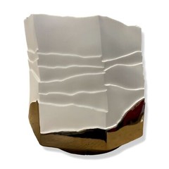 $1025 Fos Ceramiche White Platinum Erosum Porcelain Table Accent Vase 9in