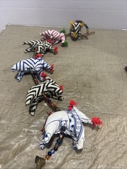 Hanging 6 Fabric Elephants on a Beaded string Decor Indian Wall Decor Boho