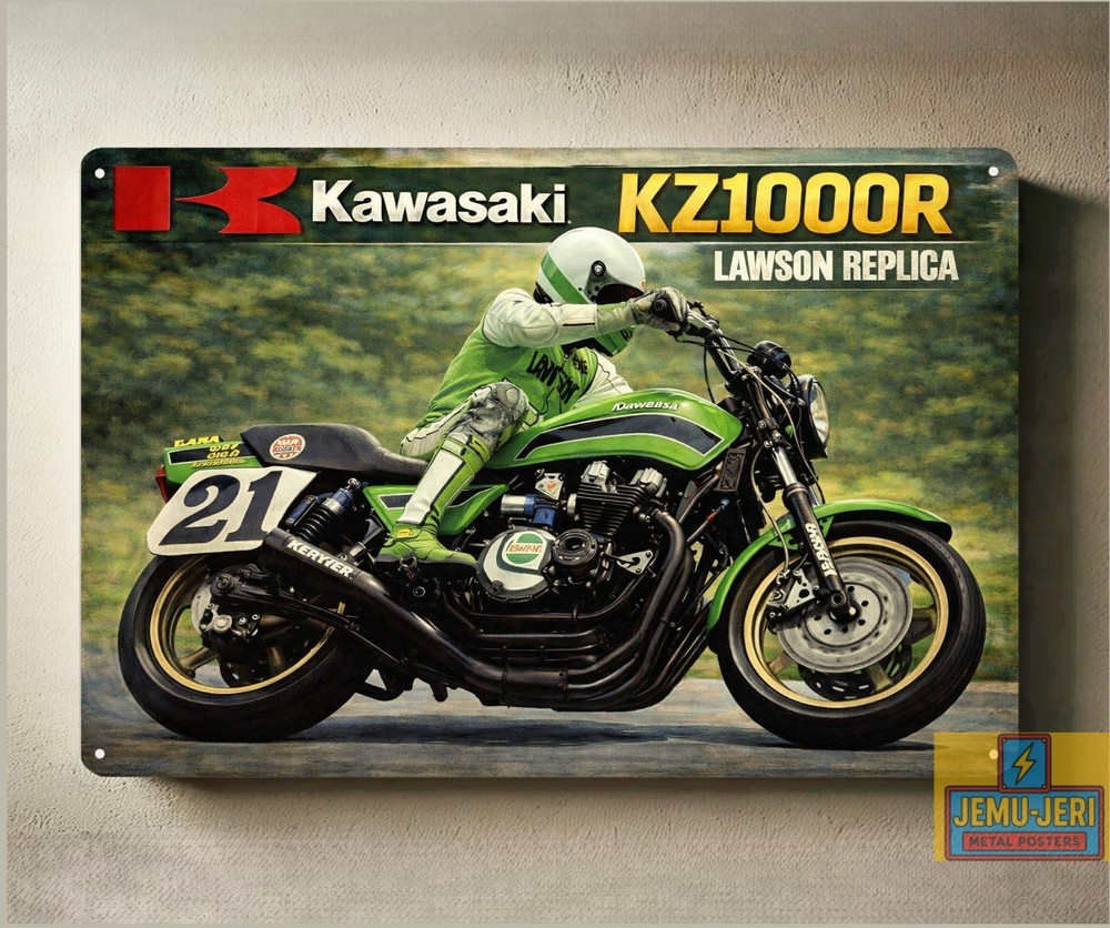 Kawasaki Kz1000R Lawson Replica Motorcycle Metal Poster – Sign – Size:20x30cm