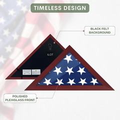 Flag Case – Small Solid Wood Military Flag Display Case for 3’X5′ American