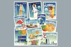 Florida Miami Daytona West Palm Beach Travel Stamps Art Print Poster 18×12