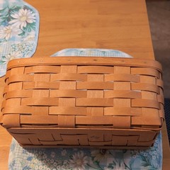 Longaberger Small Rectangular Brown Basket w/ Handles + Clear Protector 41980