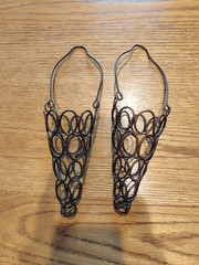 Set Of 2 Decorative Small Metal Cone Shaped Flower Baskets 9 1/4″ Tall