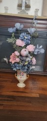 «Classy You» In Vintage Campana Porcelain Vase/Urn Roses Floral w/Gold Trim 8″