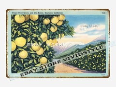 tin sign 1930s-40s Grape Fruit Grove Old Baldy Southern California