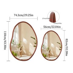 33/44 in Large Irregular Wall Decorative Mirror Solid Wood Frame Entry Venetian