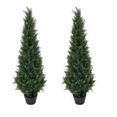 2PCS 3-6FT Topiary Cedar Pine Artificial Tree Home Decor UV Indoor Outdoor New-