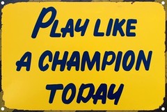 Motivational Neon Metal Wall Sign – Play Like a Champion Today, Durable & Bright