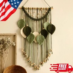 Macrame Leaves Wall Hanging Chic Feather Boho Macrame Wall Decor Handmade Tassel