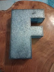 Galvanized Letter F, Hangable Or Sit On Shelf, See Pictures For Measurements