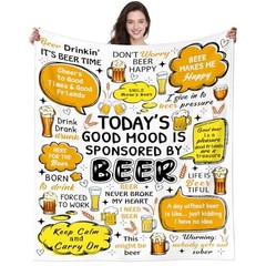 Blanket Gifts for Men Women Dad Adults Funny Flannel Cheer Plush 50″x40″ Beer