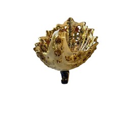 Antique Budapest Fischer Rare Ornate Gold Floral Pierced Footed Bowl