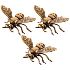 3x Retro Brass Bee Statue Home Desktop Decoration Small Brass Bee-shape Figurine