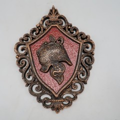 Dart Ind Wall Plaques 1969 Roman Gladiator Helmet Shield Red Bronze Knight Decor