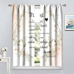 Inspirational Quotes Curtains,Boho Rustic Farmhouse Watercolor Floral Butterfly