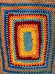 Rainbow Afghan Throw Square Rectangle Crochet Blanket Small 32 x 38