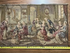 Vtg French Pictorial Tapestry Beautiful Romantic Tapestry 55in X 19in
