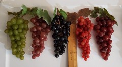 Artificial Grapes Faux Rubber Fruit Berries Decor Mixed Lot of 9 Clusters